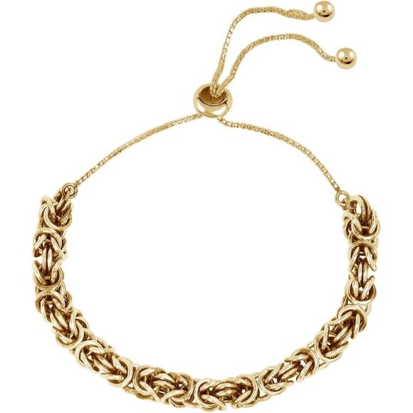 925 Sterling Silver Byzantine Bolo Bracelet Adjustable Italian Handmade Gold - Picture 3 of 7